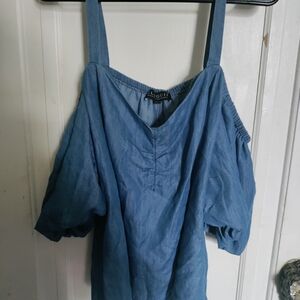 Hollister Blue Asymmetrical Blouse Relaxed Fit